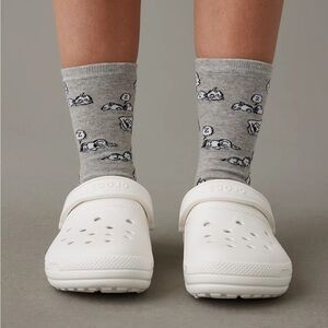 Crocs Classic Lined Clog Slip On Shoes White/Charcoal Women’s 6 Men’s 4